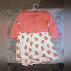 3/$30 2-Pc Touched by Nature 9-12 Month Organic Georgia Peach Dress Cardigan Set